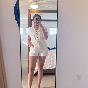 AEO white button down romper